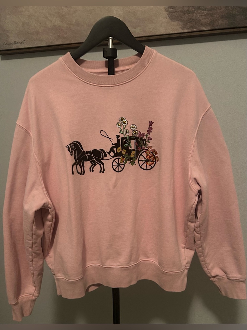 Coach Pink Floral Carriage Crewneck Sweatshirt